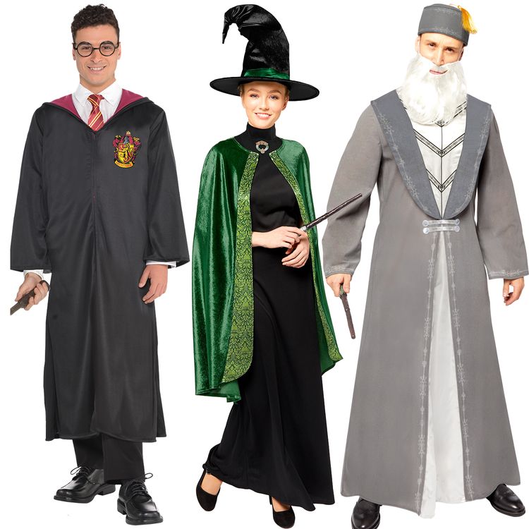 Harry Potter Kostüm Professorin McGonagall für Damen Gr. S-XL grün Hexe Zauberin Lizenzkostüm Fasching Karneval Mottoparty Paar- und Gruppenkostüm