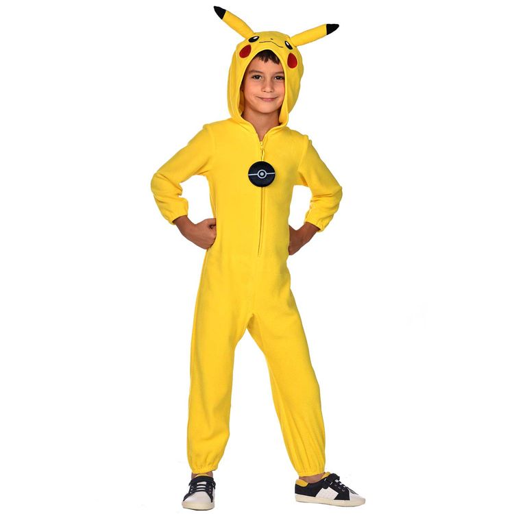 Pokemon Kostüm Pikachu für Kinder 3-10 Jahre gelb Tier Fasching Karneval Mottoparty Lizenzkostüm Manga Comic Serie Kinderfasching