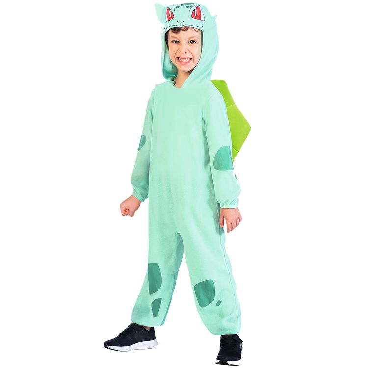 Pokemon Kostüm Bisasam für Kinder 3-10 Jahre grün Tier Fasching Karneval Mottoparty Lizenzkostüm Manga Comic Serie Kinderfasching