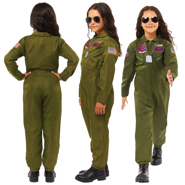Top Gun Kostüm Kampfpilot Pete Maverick für Kinder Top Gun Kostüm Kampfpilot Pete Maverick für Kinder Gr. 128 grün SALE Fasching Karneval Mottoparty Kinderfasching Unisex-Kostüm für Kinder
