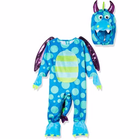 Drachen Kostüm Kleiner Drache Finn für Kleinkinder Gr. 1-3 Jahre blau Tier Tierkostüm Fasching Karneval Mottoparty Kinderfasching