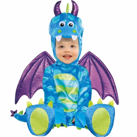 Drachen Kostüm Kleiner Drache Finn für Kleinkinder Gr. 1-3 Jahre blau Tier Tierkostüm Fasching Karneval Mottoparty Kinderfasching