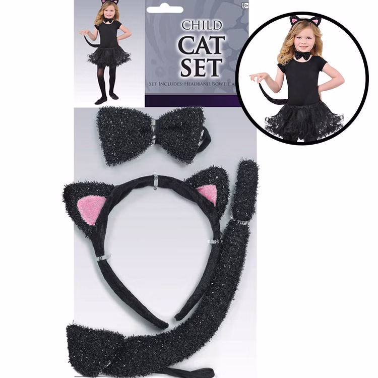 Katzen Kostüm Zubehör-Set schwarz Haarreif Schwanz & Fliege für Kinder Fasching Karneval Mottoparty Tier Tierkostüm Kinderfasching Kindergeburtstag Katzen Kostüm Zubehör-Set schwarz Haarreif Schwanz & Fliege für Kinder Fasching Karneval Mottoparty Tier Tierkostüm Kinderfasching Kindergeburtstag