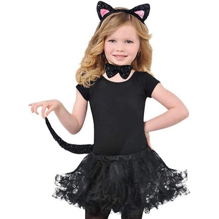 Katzen Kostüm Zubehör-Set schwarz Haarreif Schwanz & Fliege für Kinder Katzen Kostüm Zubehör-Set schwarz Haarreif Schwanz & Fliege für Kinder Fasching Karneval Mottoparty Tier Tierkostüm Kinderfasching Kindergeburtstag