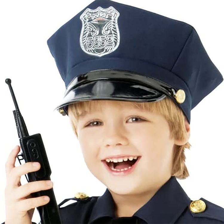 Polizei Kostüm Polizeimeister Tom mit Walkie-Talkie für Kinder 6-10 Jahre blau Beruf Police Officer Berufe Uniform Fasching Karneval Mottoparty Kinderfasching Rollenspiel