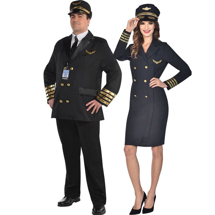 Pilot Kostüm Kapitän Elias für Herren Pilot Kostüm Kapitän Elias für Herren Gr. M-XXL schwarz Uniform Berufe Flugzeugführer Fasching Karneval Mottoparty Paarkostüm