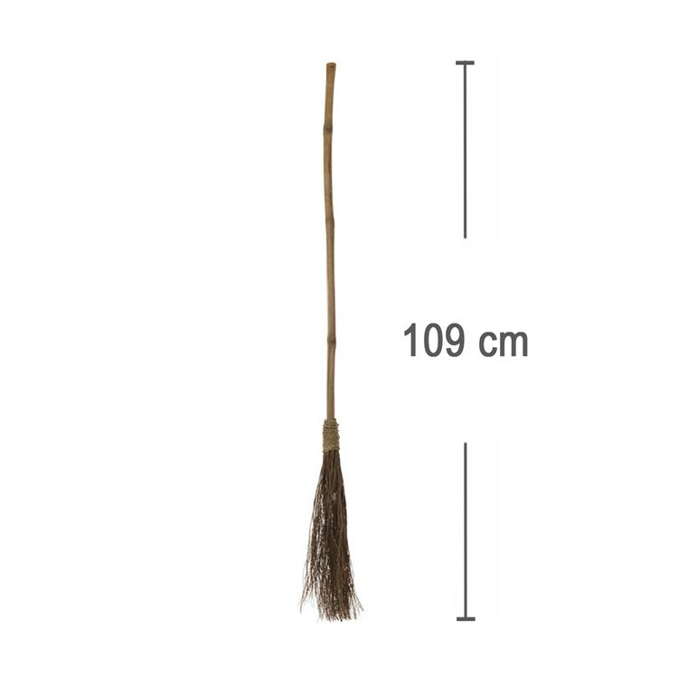 Hexenbesen 109 cm lang aus Holz & Reisig Kostüm-Zubehör für Kinder Kartoffelbrei Baldrian Requisite Walpurgisnacht Halloween Fasching Karneval Mottoparty Kinderfasching