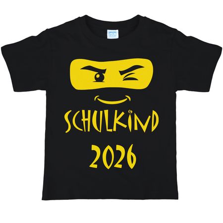 ABC-Schütze T-Shirt Schulkind 2026 schwarz mit Ninja-Motiv für Kinder