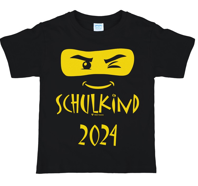Schulkind T-Shirt ABC-Schütze 2024 schwarz Ninja-Motiv für Kinder Gr. 110-152 Schulanfang Schulanfänger Geschenkidee Zuckertüte Ninjago