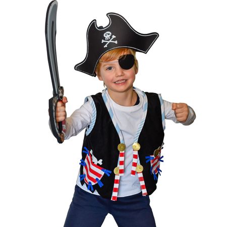 Piraten Kostüm Piratenweste mit Totenkopf-Motiv Hut & Augenklappe für Kinder