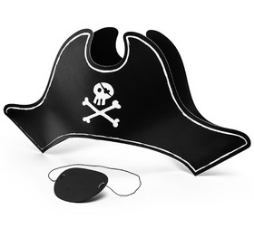 Piraten Kostüm Piratenweste mit Totenkopf-Motiv Hut & Augenklappe für Kinder 3-6 Jahre Seeräuber Fasching Karneval Mottoparty Kindergeburtstag
