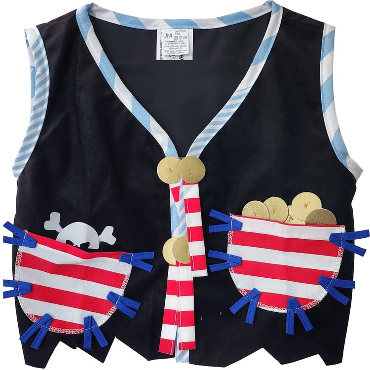 Piraten Kostüm Piratenweste mit Totenkopf-Motiv Hut & Augenklappe für Kinder 3-6 Jahre Seeräuber Fasching Karneval Mottoparty Kindergeburtstag