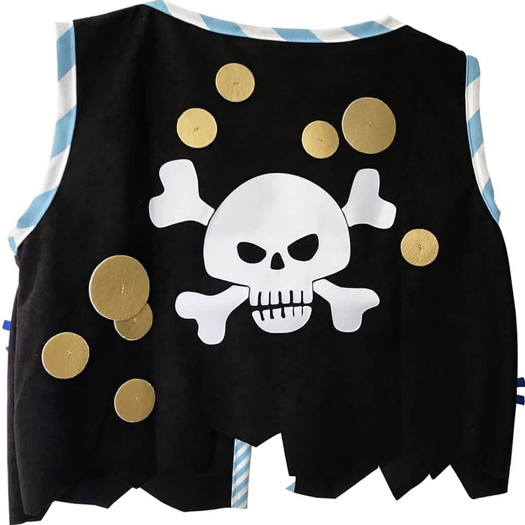 Piraten Kostüm Piratenweste mit Totenkopf-Motiv Hut & Augenklappe für Kinder 3-6 Jahre Seeräuber Fasching Karneval Mottoparty Kindergeburtstag