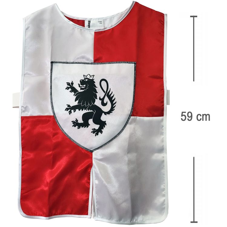 Ritter Kostüm Tapferer Ritter Leo Löwenherz für Kinder rot-weiß Ritter-Umhang Ritter-Rüstung Ritterfest Mittelalterfest Ritterturnier Rollenspiel Fasching Karneval Mottoparty Kindergeburtstag Kinderfasching