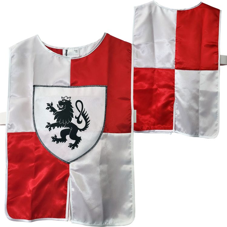 Ritter Kostüm Tapferer Ritter Leo Löwenherz für Kinder rot-weiß Ritter-Umhang Ritter-Rüstung Ritterfest Mittelalterfest Ritterturnier Rollenspiel Fasching Karneval Mottoparty Kindergeburtstag Kinderfasching