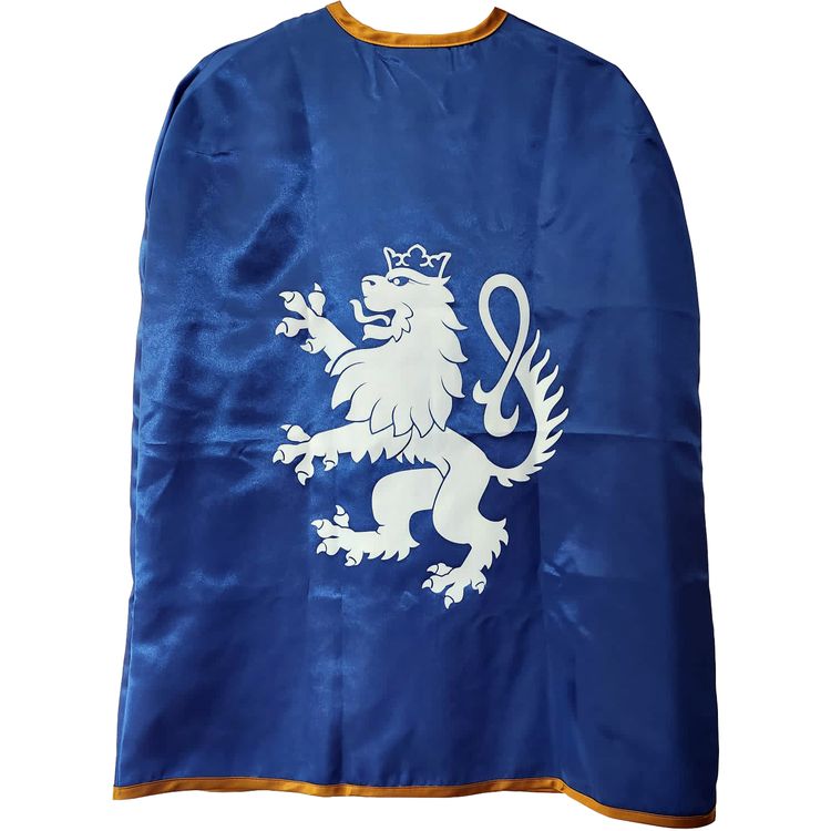 Ritter Kostüm Königs-Umhang blau 77 cm lang mit Löwen-Emblem für Kinder Ritter-Umhang Ritterfest Mittelalterfest Ritterturnier Rollenspiel Fasching Karneval Mottoparty Kindergeburtstag Kinderfasching