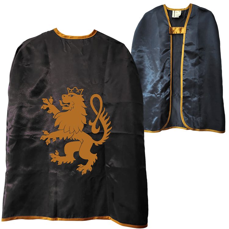 Ritter Kostüm Schwarzer Ritter Umhang 77 cm mit goldenem Löwen-Emblem für Kinder Ritter Kostüm Schwarzer Ritter Umhang 77 cm mit goldenem Löwen-Emblem für Kinder Ritter-Umhang Ritterfest Mittelalterfest Ritterturnier Rollenspiel Fasching Karneval Mottoparty Kindergeburtstag Kinderfasching