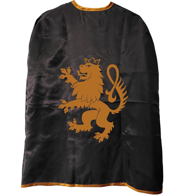 Ritter Kostüm Schwarzer Ritter Umhang 77 cm mit goldenem Löwen-Emblem für Kinder Ritter Kostüm Schwarzer Ritter Umhang 77 cm mit goldenem Löwen-Emblem für Kinder Ritter-Umhang Ritterfest Mittelalterfest Ritterturnier Rollenspiel Fasching Karneval Mottoparty Kindergeburtstag Kinderfasching