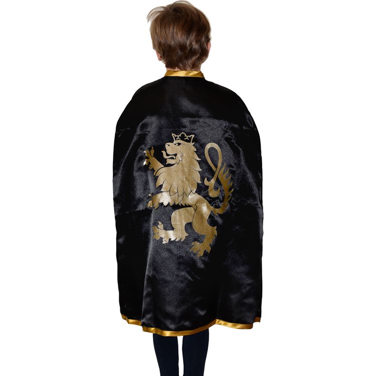Ritter Kostüm Schwarzer Ritter Umhang 77 cm mit goldenem Löwen-Emblem für Kinder Ritter Kostüm Schwarzer Ritter Umhang 77 cm mit goldenem Löwen-Emblem für Kinder Ritter-Umhang Ritterfest Mittelalterfest Ritterturnier Rollenspiel Fasching Karneval Mottoparty Kindergeburtstag Kinderfasching