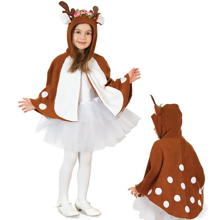 Reh Kostüm Rehkitz Fanny mit Blumengeweih für Kinder Reh Kostüm Rehkitz Fanny mit Blumengeweih für Kinder Gr. 98-116 braun Tier Cape Tierkostüm Umhang Fasching Karneval Mottoparty Kinderfasching
