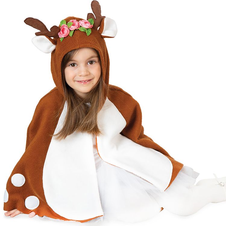 Reh Kostüm Rehkitz Fanny mit Blumengeweih für Kinder Reh Kostüm Rehkitz Fanny mit Blumengeweih für Kinder Gr. 98-116 braun Tier Cape Tierkostüm Umhang Fasching Karneval Mottoparty Kinderfasching