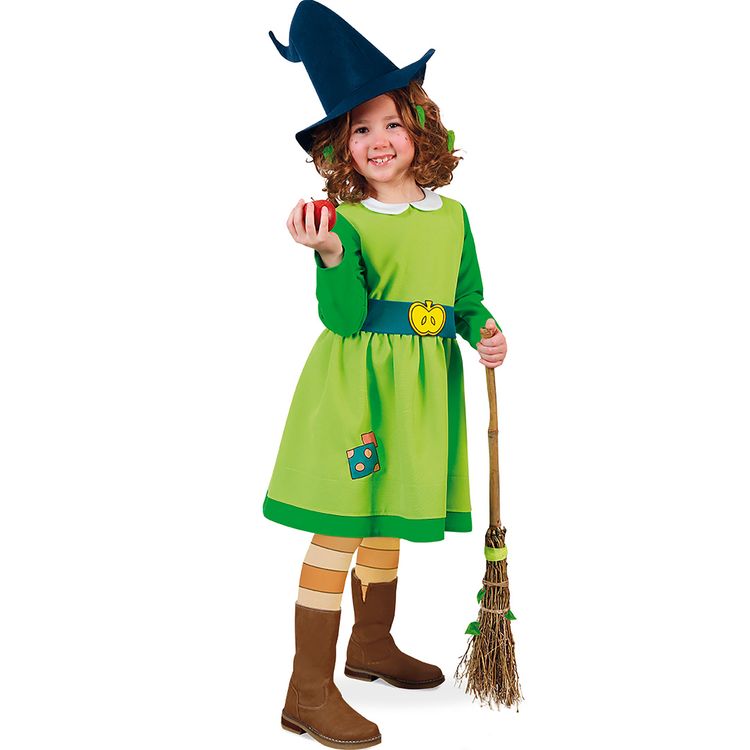 Petronella Apfelmus Deluxe Kostüm Apfelhexe mit Hexenhut für Kinder Gr. 104-140 Lizenzkostüm Hexe Hexenkleid Hexenkostüm Fasching Karneval Mottoparty Kinderfasching Halloween