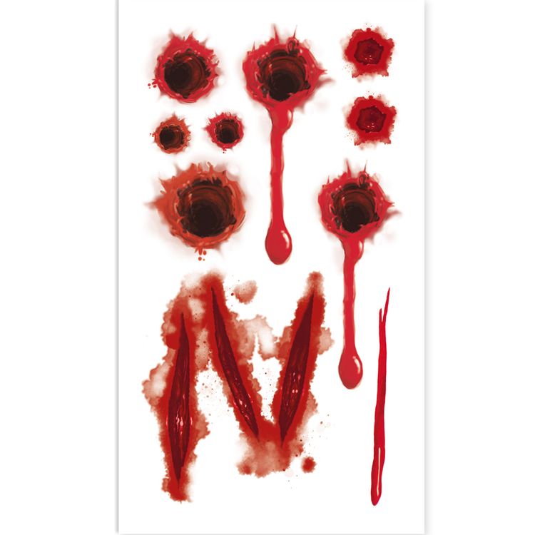 Halloween Schmink-Set 7-tlg. Bloody Vampir inkl. Vampirzähne Tattoo & Kunstblut Kostüm-Zubehör Schminke Make-Up Halloween Fasching Karneval Mottoparty