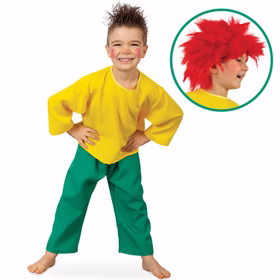 Kobold Kostüm Kleiner Frecher Kobold mit Perücke für Kinder Gr. 104-128 Fasching Karneval Mottoparty Kinderfasching