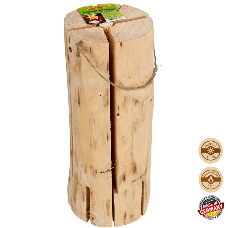 8x Schwedenfeuer 47 x 18 cm naturbelassenes Holz 120 min Brenndauer Outdoor 8 Stück Naturholz Garten Grillen Sommerparty