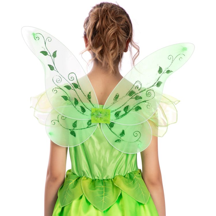 Fee Kostüm Magische Tinkerbell mit Flügeln für Kinder Fee Kostüm Magische Tinkerbell mit Flügeln für Kinder 3-12 Jahre grün Elfe Märchen Fantasy Fasching Karneval Mottoparty Kinderfasching Kindergeburtstag Familienkostüm