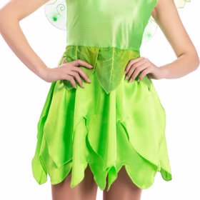 Tinkerbell Kostüm grüne Elfe mit Flügeln für Damen Gr. S-XL Kleid grün Fasching Karneval Mottoparty Märchen Feen-Kostüm Fantasy Familienkostüm
