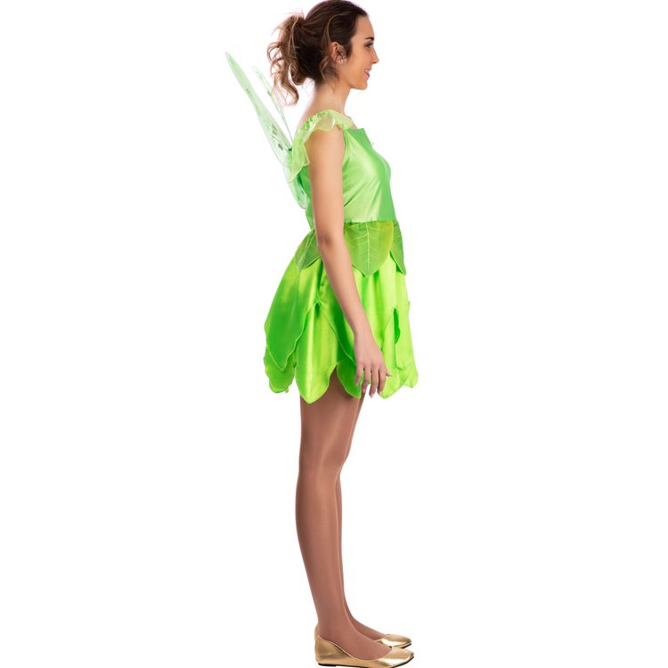 Tinkerbell Kostüm grüne Elfe mit Flügeln für Damen Gr. S-XL Kleid grün Fasching Karneval Mottoparty Märchen Feen-Kostüm Fantasy Familienkostüm