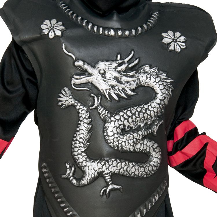Ninja Kostüm Silberner Drache Shinobi für Kinder 5-12 Jahre schwarz Fasching Karneval Mottoparty Kinderfasching Asien Japan andere Länder