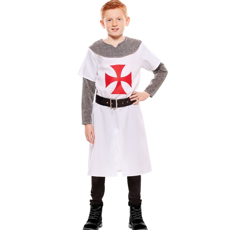 Ritter Kostüm Weißer Kreuzritter Richard für Kinder 3-12 Jahre weiß Mittelalter Fasching Karneval Mottoparty Kinderfasching Mittelalterfest Ritterfest Mittelaltermode