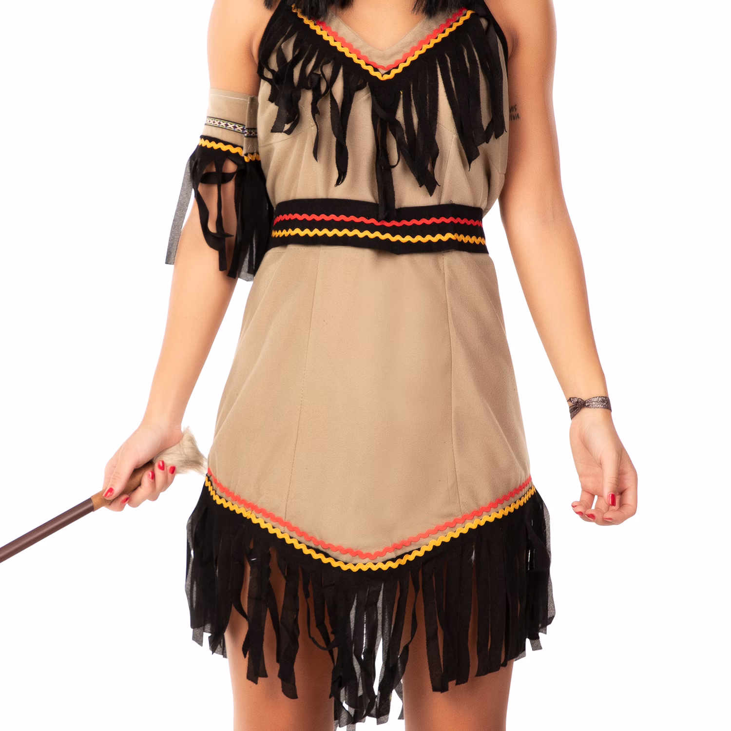 Indianerin Kostüm Tallulah mit Federschmuck für Damen Gr. M/L braun Kleid Ureinwohner Amerika Fasching Karneval Mottoparty Paarkostüm Gruppenkostüm