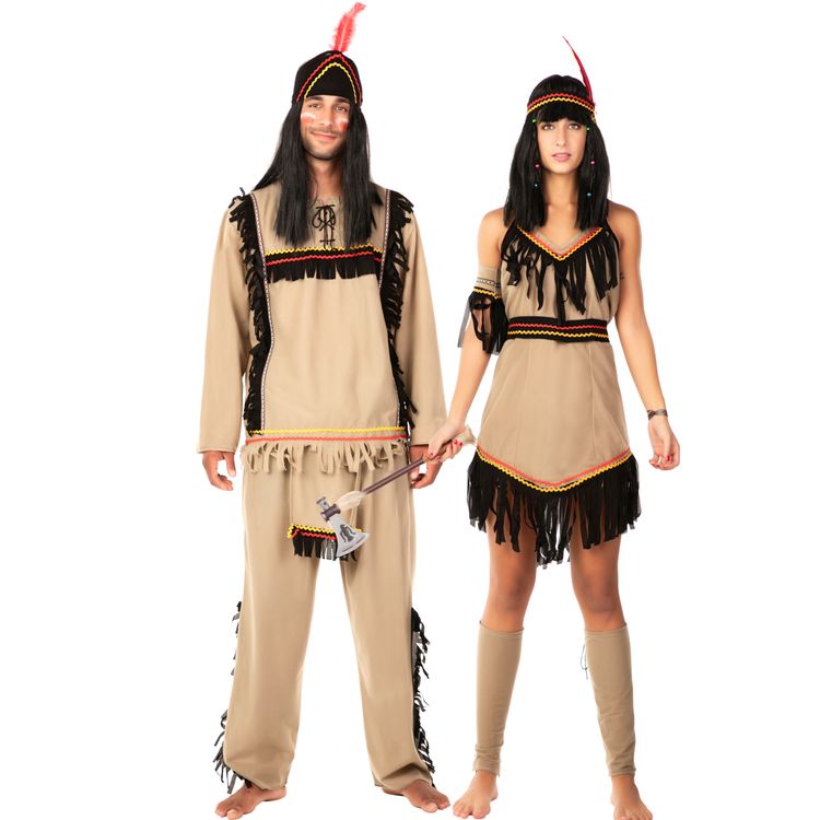 Indianerin Kostüm Tallulah mit Federschmuck für Damen Gr. M/L braun Kleid Ureinwohner Amerika Fasching Karneval Mottoparty Paarkostüm Gruppenkostüm