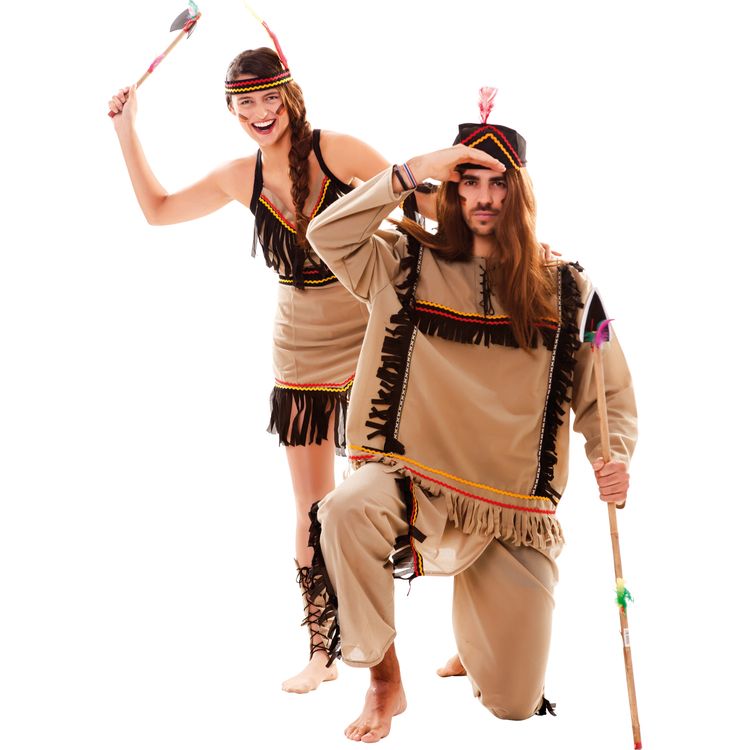 Indianerin Kostüm Tallulah mit Federschmuck für Damen Gr. M/L braun Kleid Ureinwohner Amerika Fasching Karneval Mottoparty Paarkostüm Gruppenkostüm