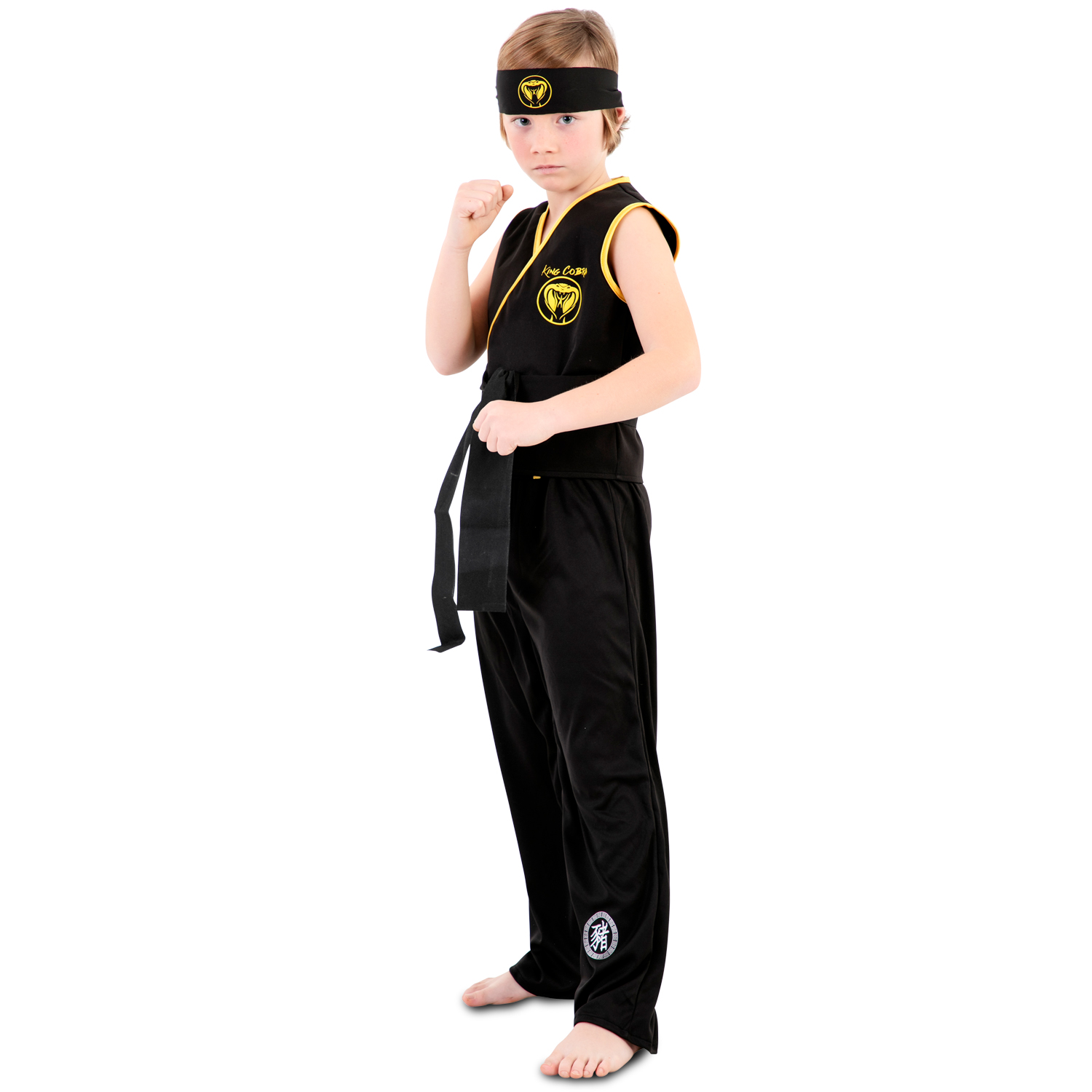 Karate Kostüm Schlangen König mit schwarzem Gürtel für Kinder