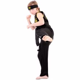 Karate Kostüm Schlangen König mit schwarzem Gürtel für Kinder 3-12 Jahre Fasching Karneval Mottoparty Kinderfasching Kampfkunst Japan andere Länder