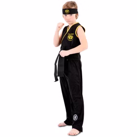 Karate Kostüm Schlangen König mit schwarzem Gürtel für Kinder 3-12 Jahre Fasching Karneval Mottoparty Kinderfasching Kampfkunst Japan andere Länder