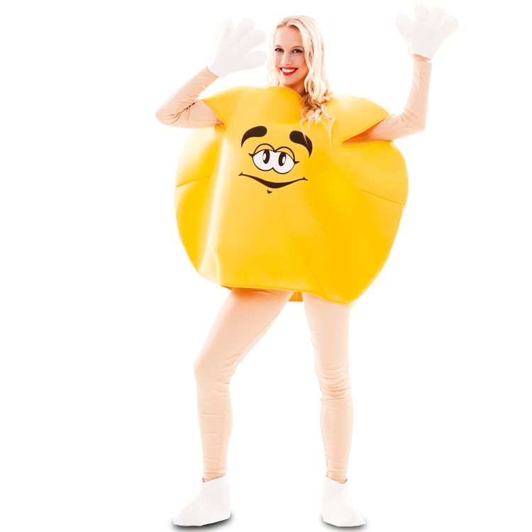 Gelbe Schokolinse Kostüm Sweet Candy für Erwachsene Gr. M/L rot Fasching Karneval Mottoparty Unisex-Kostüm Paarkostüm Gruppenkostüm Lebensmittel Süßigkeit