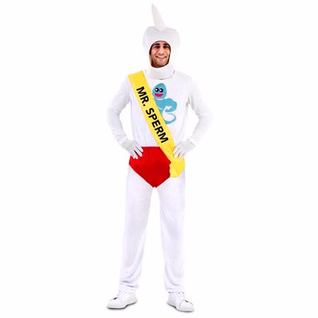 Spermien Kostüm Mr. Big Sperm für Herren Gr. M/L weiß Spaßkostüm Fasching Karneval Mottoparty JGA Spermien Kostüm Mr. Big Sperm für Herren Gr. M/L weiß Spaßkostüm Fasching Karneval Mottoparty JGA