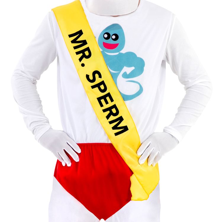Spermien Kostüm Mr. Big Sperm für Herren Spermien Kostüm Mr. Big Sperm für Herren Gr. M/L weiß Spaßkostüm Fasching Karneval Mottoparty JGA