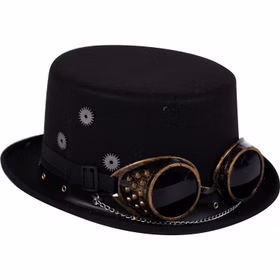 Steampunk Zylinder schwarz mit Brille für Erwachsene Kostüm-Zubehör Hut Fasching Karneval Mottoparty Accessoire Gothic Steampunk Zylinder schwarz mit Brille für Erwachsene Kostüm-Zubehör Hut Fasching Karneval Mottoparty Accessoire Gothic