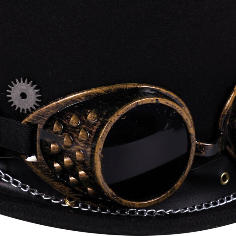Steampunk Zylinder KW 59 cm schwarz mit Brille für Erwachsene Steampunk Zylinder schwarz mit Brille für Erwachsene Kostüm-Zubehör Hut Fasching Karneval Mottoparty Accessoire Gothic