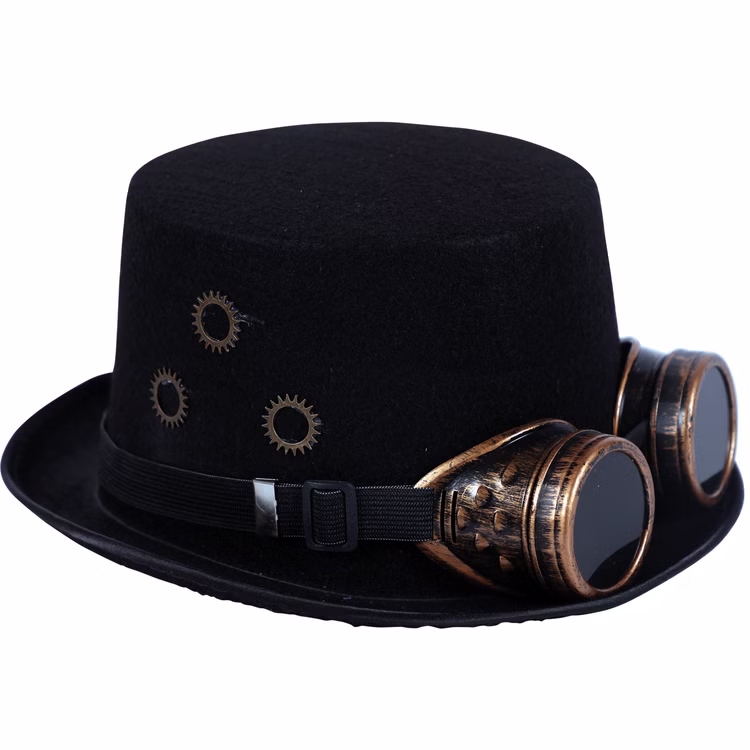 Steampunk Zylinder schwarz mit Brille für Erwachsene Kostüm-Zubehör Hut Fasching Karneval Mottoparty Accessoire Gothic Steampunk Zylinder schwarz mit Brille für Erwachsene Kostüm-Zubehör Hut Fasching Karneval Mottoparty Accessoire Gothic