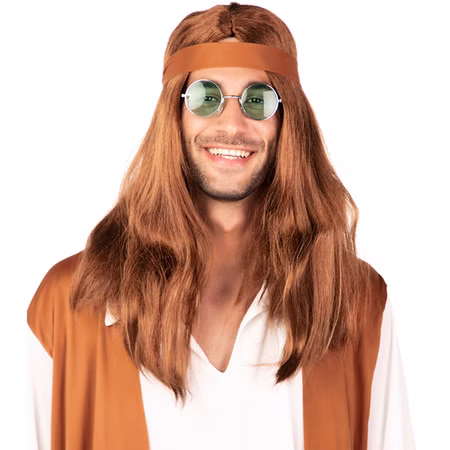 Hippie Perücke braun Langhaar-Perücke für Erwachsene Kostüm-Zubehör Fasching Karneval Mottoparty Perücke 70er Jahre Flower Power Hippie Perücke braun Langhaar-Perücke für Erwachsene Kostüm-Zubehör Fasching Karneval Mottoparty Perücke 70er Jahre Flower Power