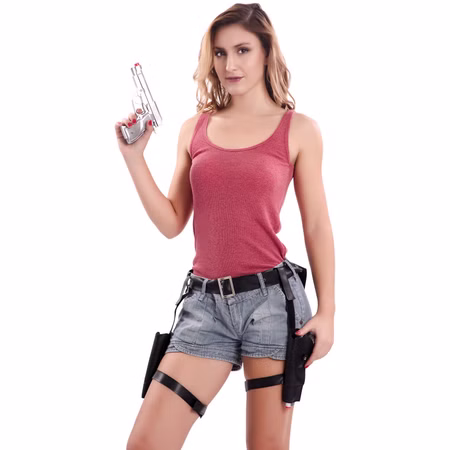Doppel-Holster inkl. silbernen Spielzeug-Waffen mit Kunstleder Polizei-Gürtel für Erwachsene Accessoire Spielzeug-Pistolen Fasching Karneval Mottoparty Doppel-Holster inkl. silbernen Spielzeug-Waffen mit Kunstleder Polizei-Gürtel für Erwachsene Accessoire Spielzeug-Pistolen Fasching Karneval Mottoparty