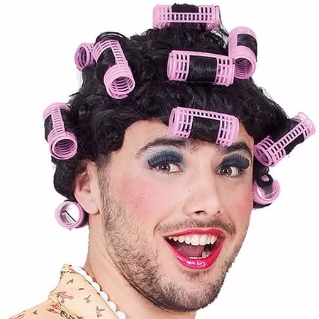 Lockenwickler Perücke Erna schwarz mit pinken Lockenwicklern für Erwachsene Fasching Karneval Mottoparty Hausfrauen-Perücke Oma-Perücke Großmutter Lockenwickler Perücke Erna schwarz mit pinken Lockenwicklern für Erwachsene Fasching Karneval Mottoparty Hausfrauen-Perücke Oma-Perücke Großmutter