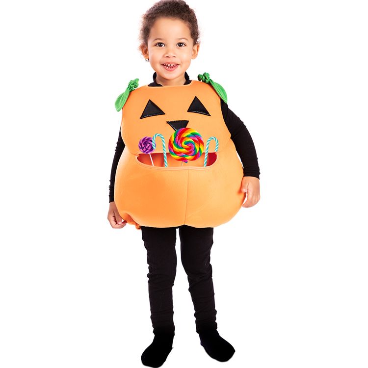 Kürbis Kostüm mit großer Bauchtasche für Süßigkeiten Halloween für Kinder Kürbis Kostüm mit großer Bauchtasche für Süßigkeiten sammeln Halloween Süßes oder Saures für Kinder Fasching Karneval Mottoparty Kinderfasching Kinderkostüm